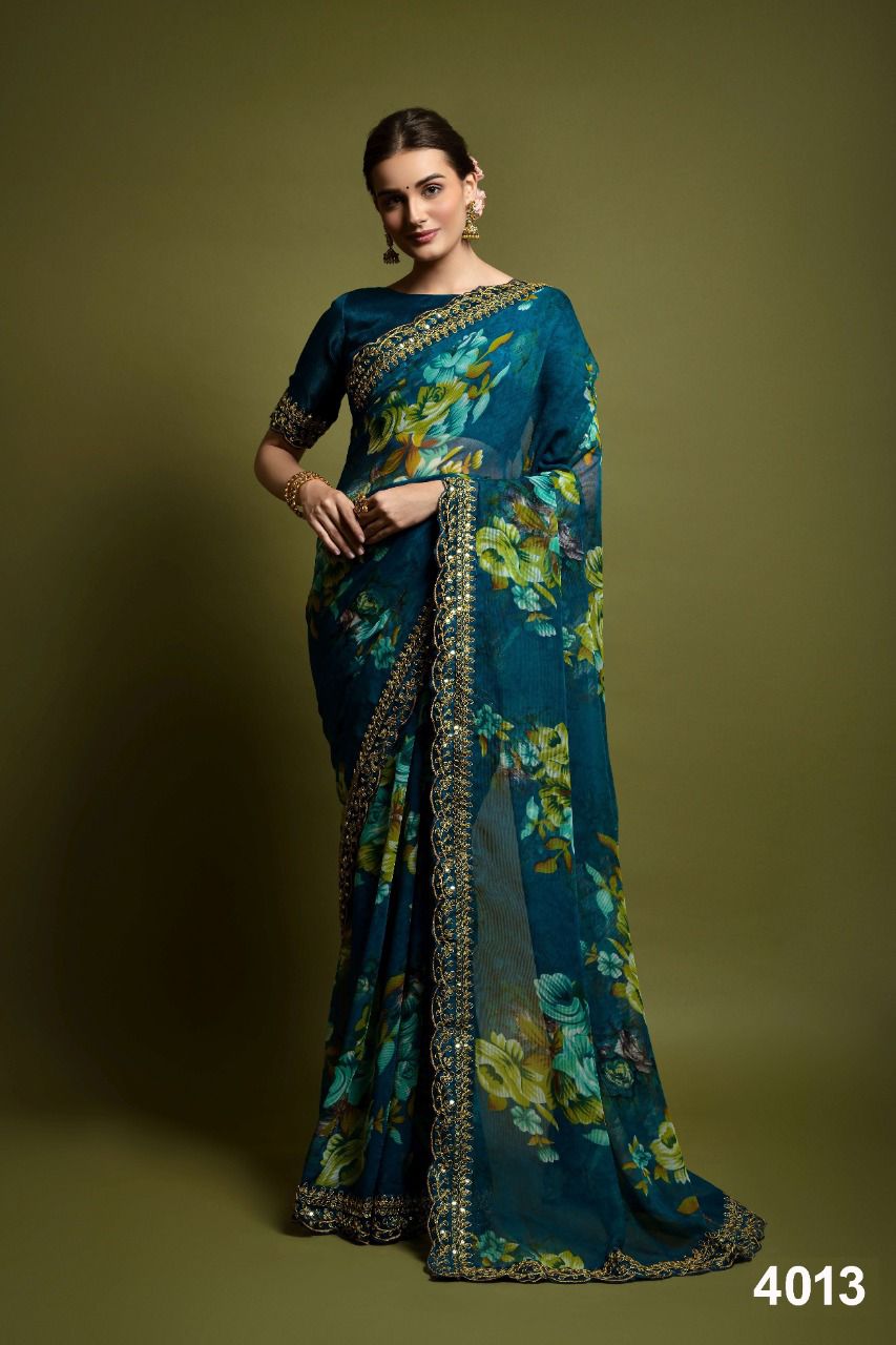 Nazneen Saachi 4007 Series New Fancy Party Wear Georgette Latest Saree Collection
